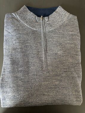 Men's Patrick Assaraf Navy Quarter-Zip Sweater